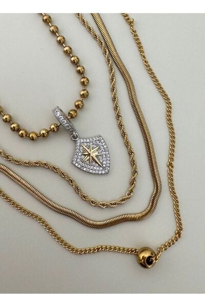 SU PERİSİ TAKI BİJUTERİ قلادة دوريكا بتفاصيل نجمة الشمال الذهبية