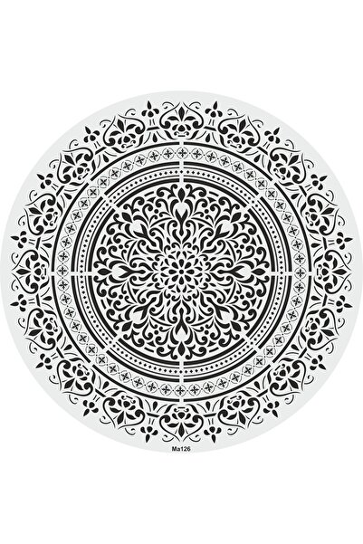 STENCİLTASARIM Stencil Tasarım MA126 Mandala Duvar Ahşap Cam Kumaş Boyama Şablonu