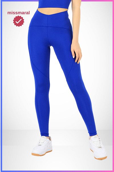 missmaral Jambiere Oslo Slim Fit, cu talie înaltă, model sport, cusături plate, detaliu Saks Blue 1090