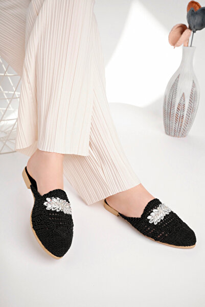 StWenn Women's Stone Slippers Closed Front Straw Lace Knitted Dowry Daily Outdoor Slippers Mother's Slippers