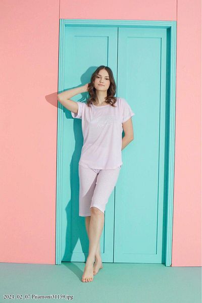 Pijamoni Women's Short Sleeve Capri Pajama Set