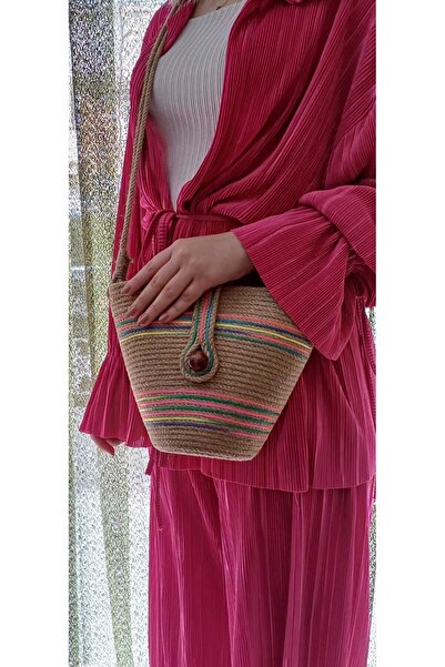 Hediyeninellitonu Geantă de dimensiuni mini cu design de geantă de paie, gean...