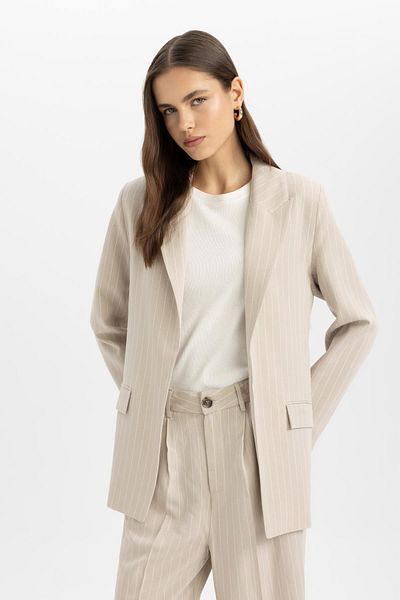 DeFacto Blazerjacke aus Leinenmischung mit Oversize-Passform und Kragen C6243AX24SM