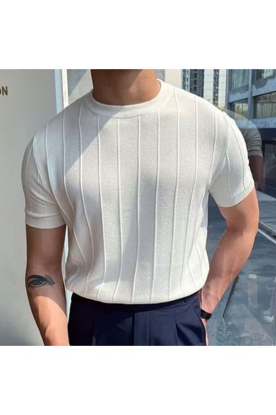 COMBİNE MİCHAİL Ανδρικό πλεκτό μπλουζάκι Crew Neck