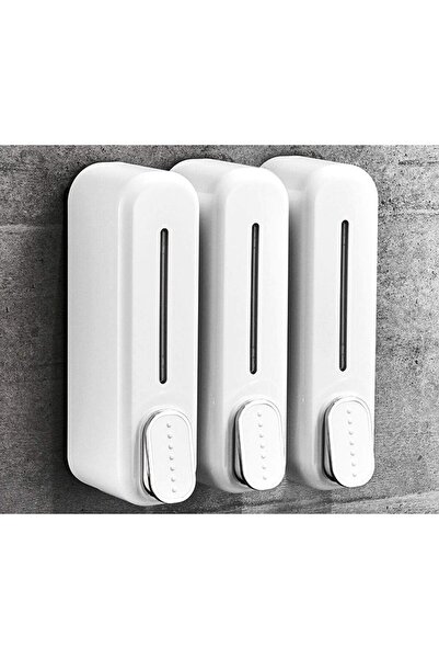 isgstore MAİN SHOP 3 Adet Beyaz Renk 350 ml Kapasiteli Manuel Sıvı Sabunluk Basmalı Duvara Monte M-24