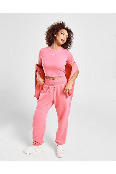 Nike Sportswear Essential Slim-Fit Cropped Short-Sleeve Pembe Kadın T-shirt