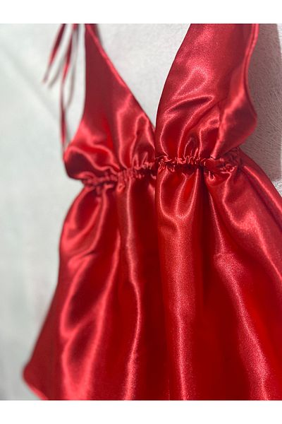 DUSK Low-cut Silk Satin Nightgown
