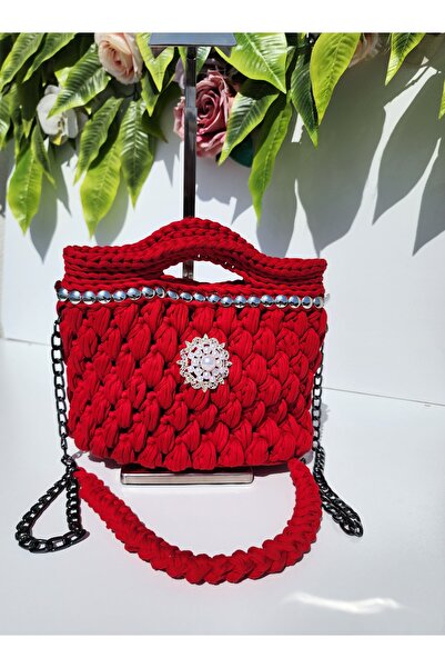 ARBABAG&ACCESSORY ЗАЧЕСАНА БАВОВНЯНА МОТУЗКА В'ЯЗАНА КРИШТАЛЕВИЙ КАМІНЬ В'ЯЗА...