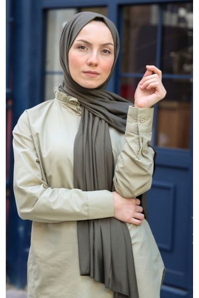 FRESCO SCARFS Hijab Hijab Χτενισμένο Βαμβακερό Σάλι Χακί