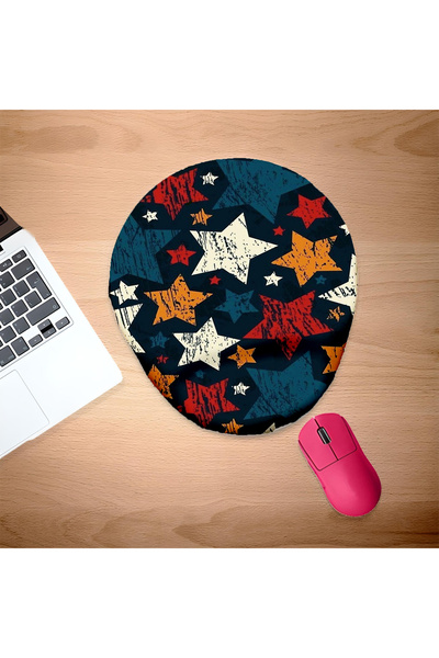 UcuruStore Pad pentru mouse cu stele colorate și suport pentru încheietura mâ...