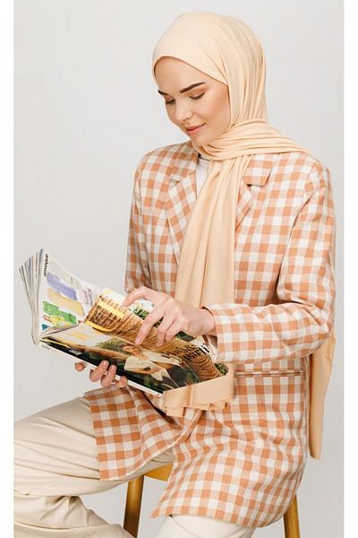 FRESCO SCARFS Hijab Hijab Combed Cotton Shawl Salmon