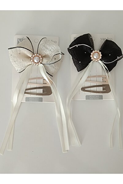 Zehra Aksesuar İncili kurdele sallantılı organze simli tül fiyonk toka ve çıt...