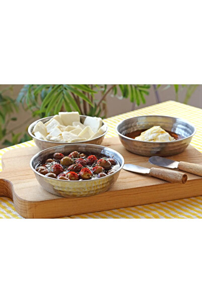 YUNUSOĞLU HOME Set of 3 Authentic Dot Embroidered Steel Bowl, Stylish and Durable Kitchen Utensils