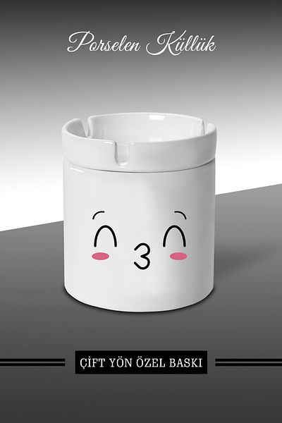 Bytwo Τασάκι με σχέδιο Emoji Face Expression A9 - Πορσελάνινο τασάκι - Επιτραπέζιο τασάκι *külbytX292