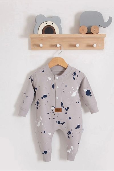 Bebeğin 50 Tonu Baby boy polka dot patterned snap jumpsuit 3 6 9 12 18 months 1.5 years old