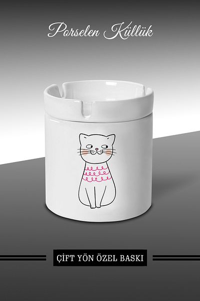 Bytwo Τασάκι Cat Cute Design - Τασάκι πορσελάνης - Επιτραπέζιο τασάκι *külbytX335