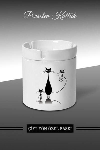 Bytwo Acrobat Cat E + Σχεδιασμένο Τασάκι - Πορσελάνινο Τασάκι - Επιτραπέζιο Τασάκι *külbytX231