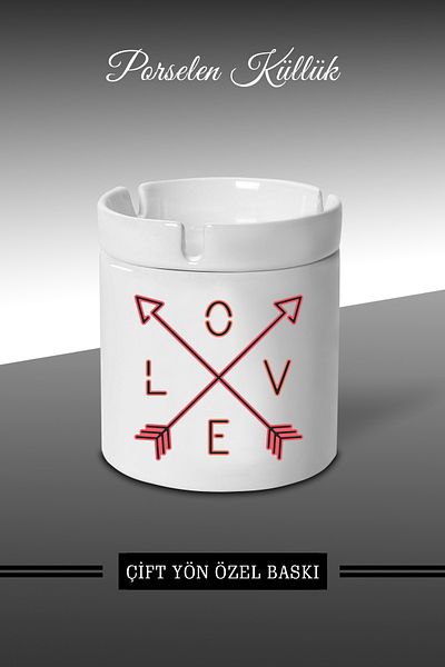 Bytwo Love Ok Neon Design Τασάκι - Πορσελάνινο Τασάκι - Επιτραπέζιο τασάκι *külbytX331