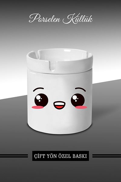 Bytwo Τασάκι C4 με σχέδιο Emoji Face Expression - Πορσελάνινο τασάκι - Επιτραπέζιο τασάκι *külbytX307
