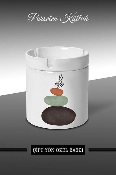 Bytwo Boho Stone Design Τασάκι - Πορσελάνινο Τασάκι - Επιτραπέζιο Τασάκι *külbytX119