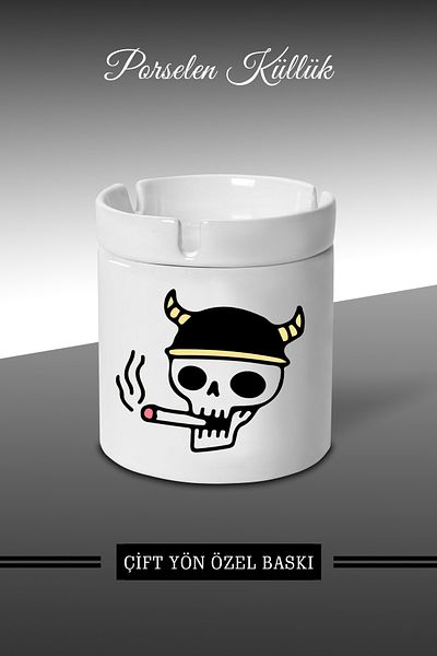 Bytwo Τασάκι Bull Skeleton Design - Πορσελάνινο τασάκι - Επιτραπέζιο τασάκι *külbytX379