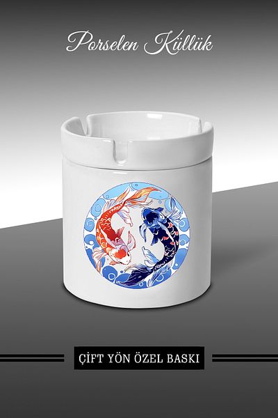 bymat Fish Yin-yang Crystal Designed Ashtray - Porcelain Ashtray - Ashtray *ashtray