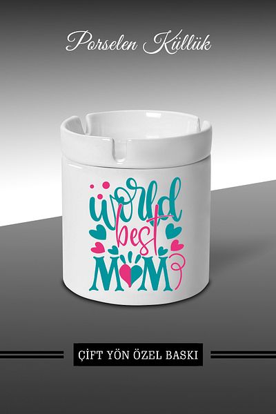 bymat World Best Mom Designed Ashtray - Porcelain Ashtray - Ashtray *külX214