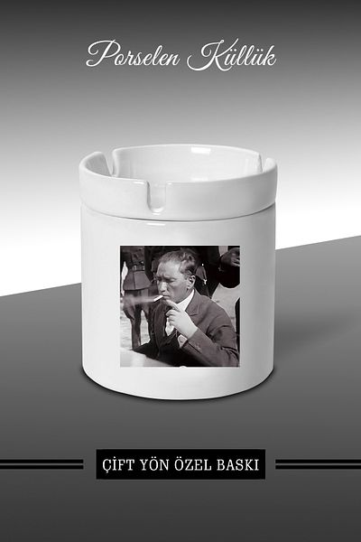 bymat Ataturk Designed Ashtray - Porcelain Ashtray - Ashtray *ashtray}