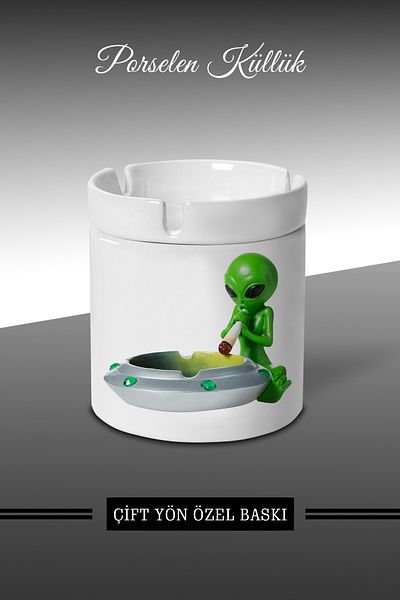 bymat Αλεξίπτωτο Alien Design - Πορσελάνινο Τασάκι - Επιτραπέζιο Τασάκι *külbymX364