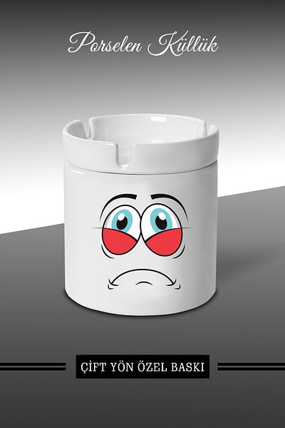 bymat Emoji Face Expression Designed Ashtray B10 - Porcelain Ashtray - Ashtray *külbymX303