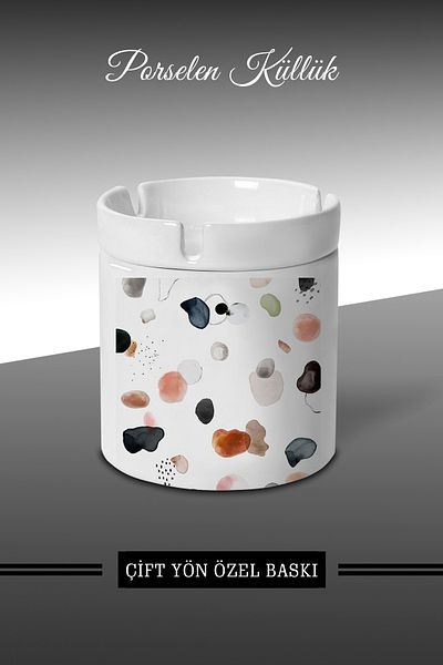 bymat Watercolor Designed Ashtray - Porcelain Ashtray - Ash Tray *külX153