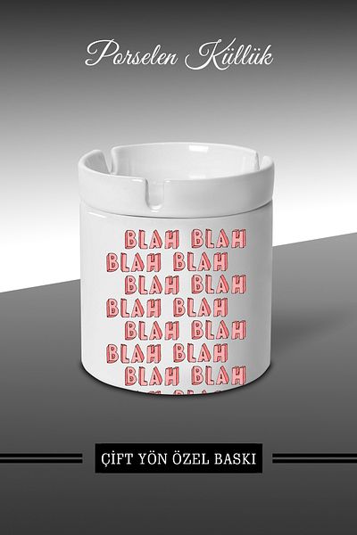 bymat Bla Blah Blah Designed Ashtray - Porcelain Ashtray - Ash Tray *külX174