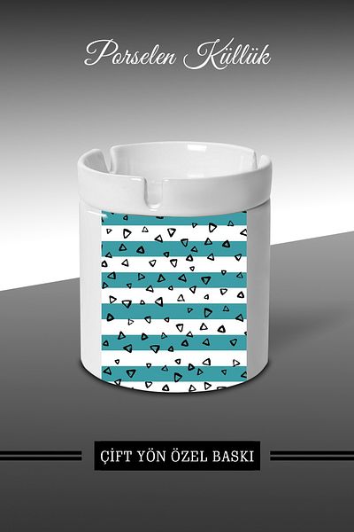 bymat Blue and White Pattern Designed Ashtray - Porcelain Ashtray - Ashtray *külX180