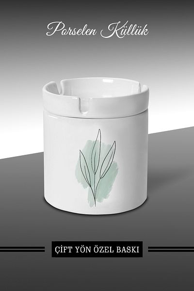 bymat ÇiçekArt A7 - Designed Ashtray - Porcelain Ashtray - Ashtray *külbymX244