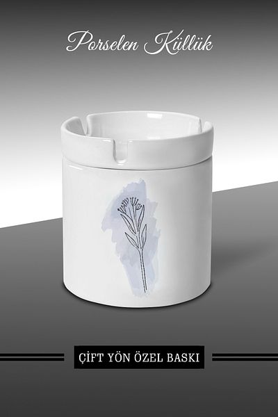bymat ÇiçekArt A9 - Designed Ashtray - Porcelain Ashtray - Ashtray *külbymX246
