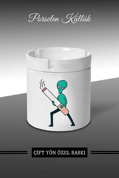 bymat Αλεξίσκοπο Alien Naughty Design - Πορσελάνινο Τασάκι - Επιτραπέζιο Τασάκι *külbymX366