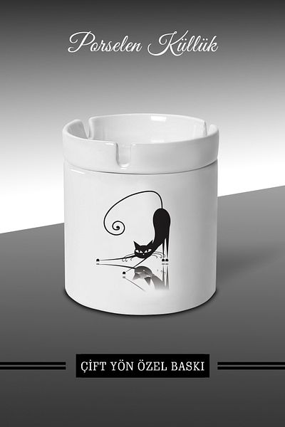 bymat Acrobat Cat Designed Ashtray - Porcelain Ashtray - Ash Tray *külX221