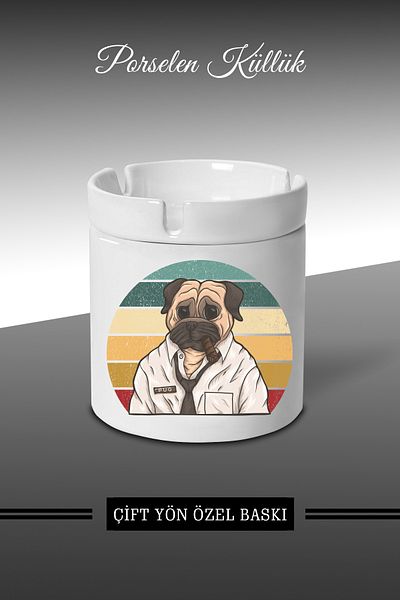 bymat Doctor Dog Designed Ashtray - Porcelain Ashtray - Ash Tray *ashtray