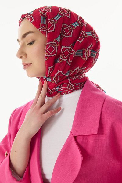 FENZA SCARF Φούξια βαμβακερό σάλι GLORIA με κύβο