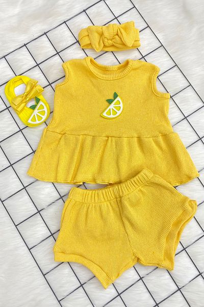 ADABEBEK New Season Bandana and Socks Accessory Ribbed Shorts Set