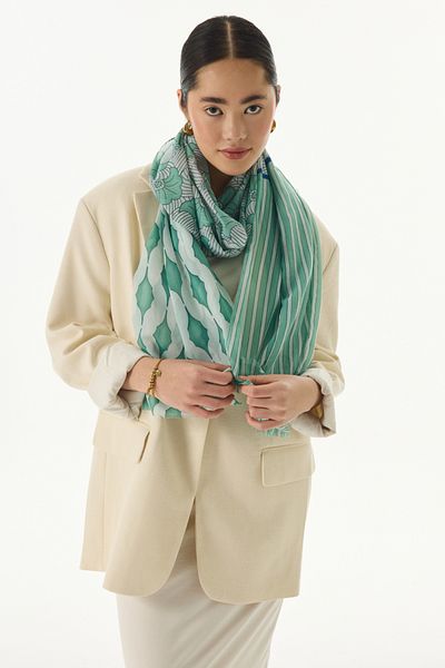 FENZA SCARF Σάλι Diana με σχέδιο μέντας από βαμβάκι