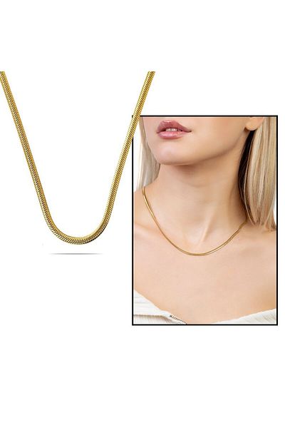 Tesbihane Gold Color Steel Women's Snake Chain