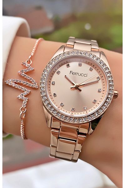 Ferrucci Ferruci Brand Bronze Color Steel Cord Women's Wristwatch - Bracelet