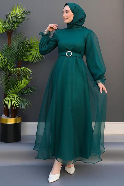 GİZ AGİYİM Elfida Hijab Φόρεμα Σμαραγδένιο