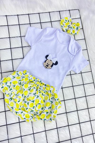 ADABEBEK New Season Baby Girl Flower Figured Bandana Accessory Ruffled Shorts Combination