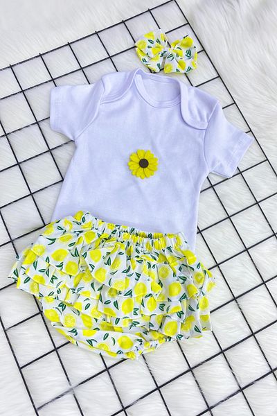 ADABEBEK New Season Baby Girl Floral Patterned Frilly Shorts Combination with Bandana Accessories