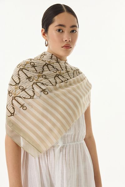 FENZA SCARF Σάλι HOPE από γνήσιο βαμβακερό μοτίβο άγκυρας