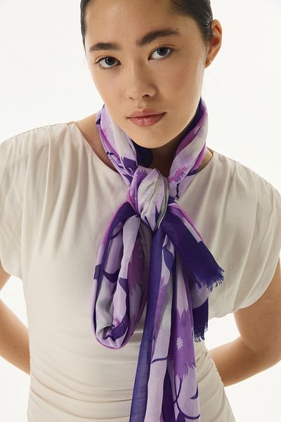 FENZA SCARF Λιλά Βαμβακερό Ella Floral Σάλι