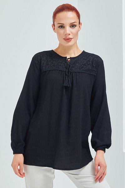 Stilmony Women's Black Sile Cloth Summer Blouse