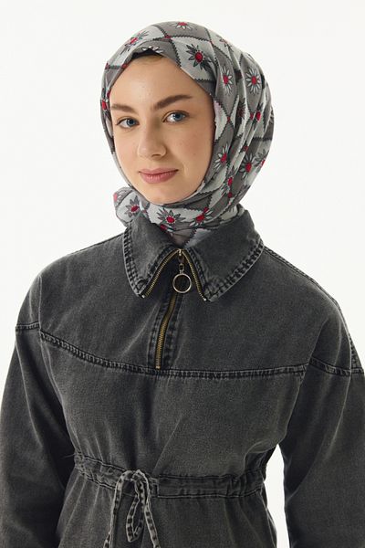 FENZA SCARF EDNA ΕΘΝΙΚΟ ΣΧΕΔΙΟ ΓΚΡΙ-ΜΑΥΡΟ ΒΑΜΒΑΚΙ ΣΑΛΙ